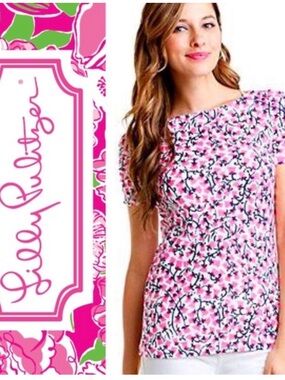 Lilly Pulitzer Lana Printed Top valley girl tulip print size large NWOT